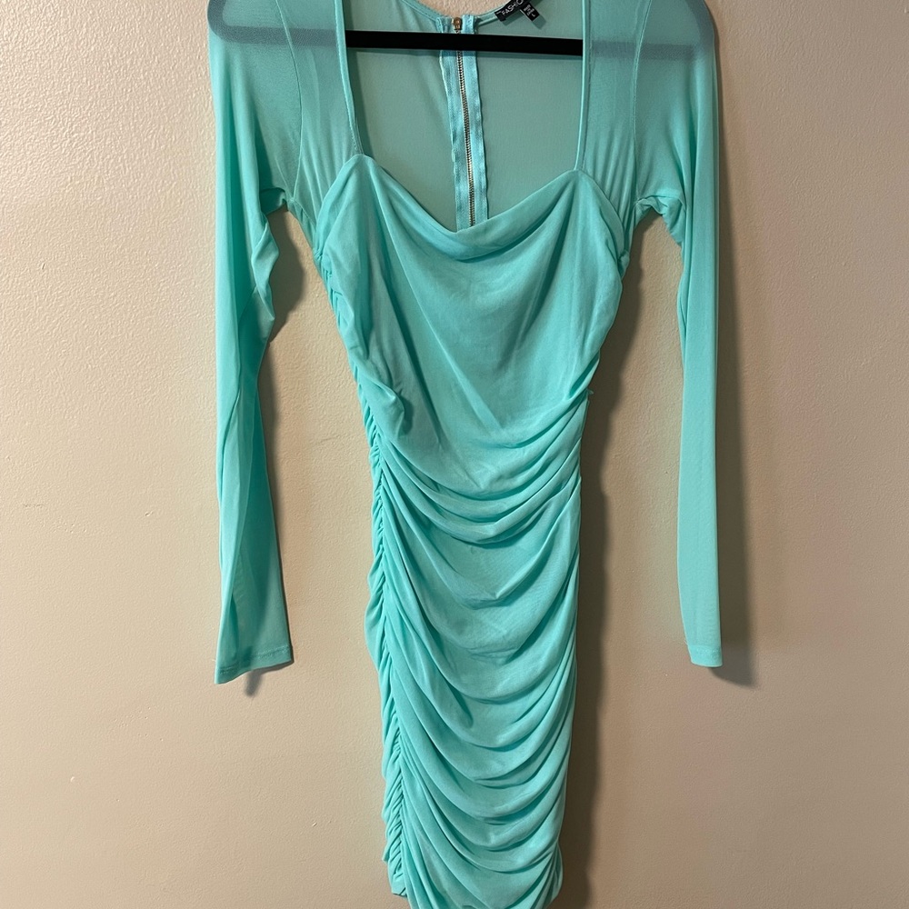 Fashion Nova Aqua Long Sleeve Mini Dress